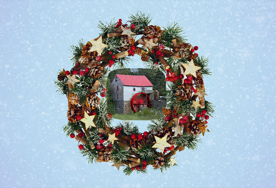 Old Mill of Guilford Christmas Wreath Commission Photograph by Sandi OReilly