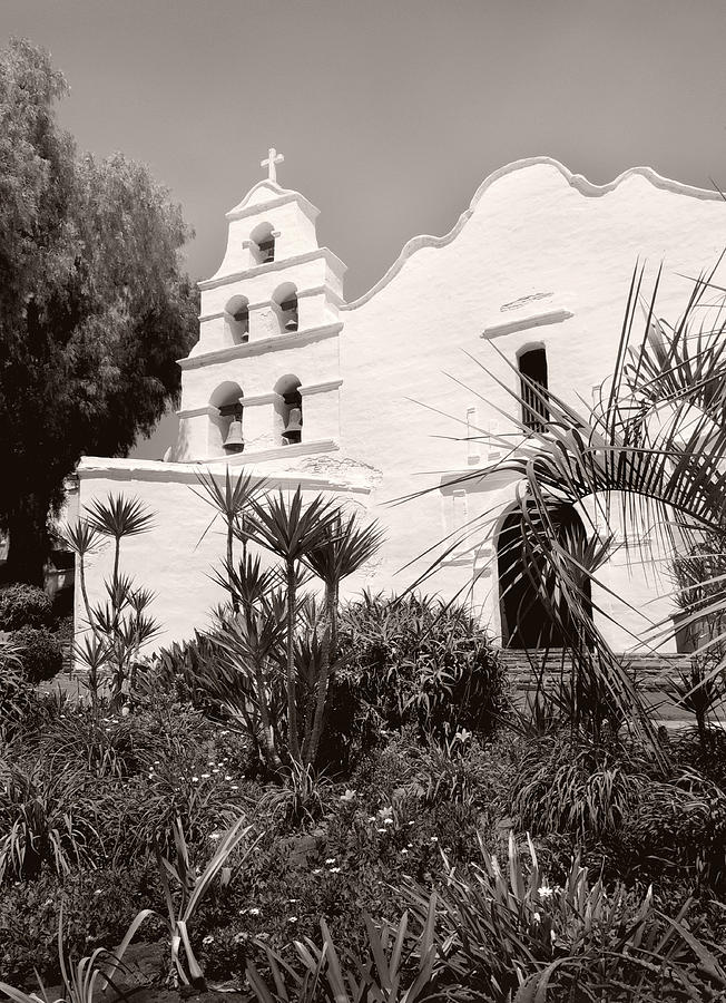 Old Mission San Diego, Monochrome Photograph by Gordon Beck