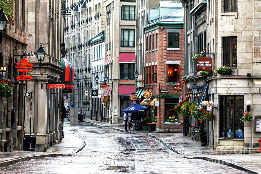 City Photograph - Old Montreal Empty Street Scene 2010 by John Rizzuto