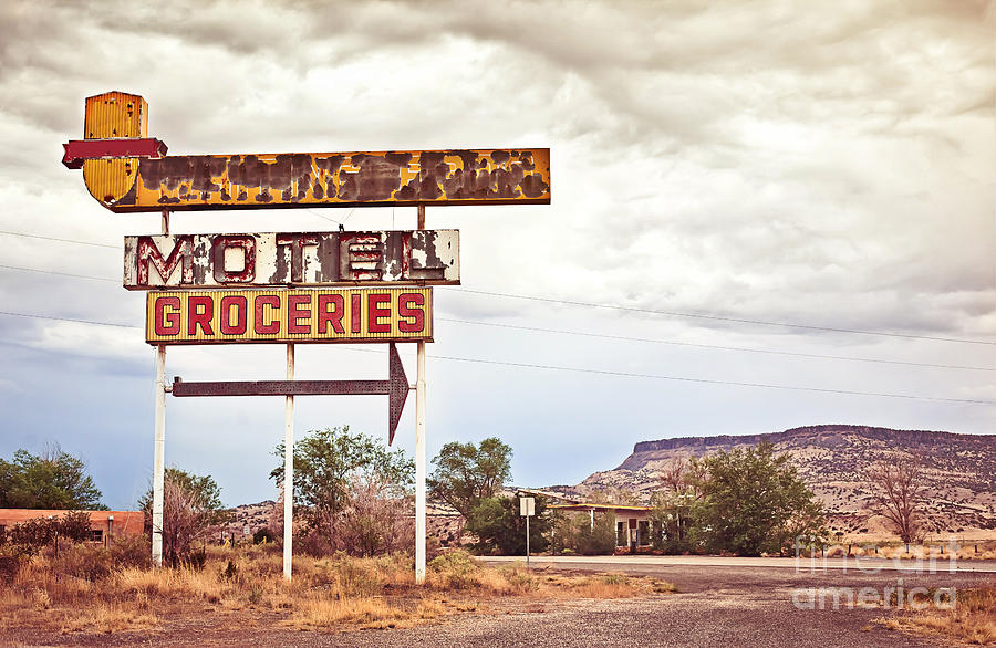 Arizona Photograph - Old Motel Sign On Route 66 Usa by Andrey Bayda