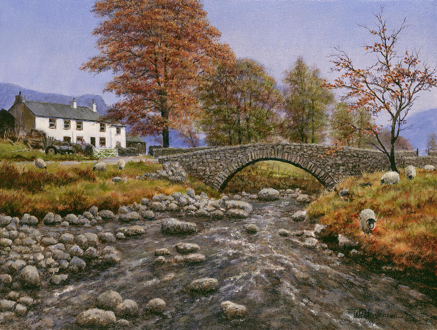 Autumn Trees Painting - Old Packhorse Bridge by Bill Makinson