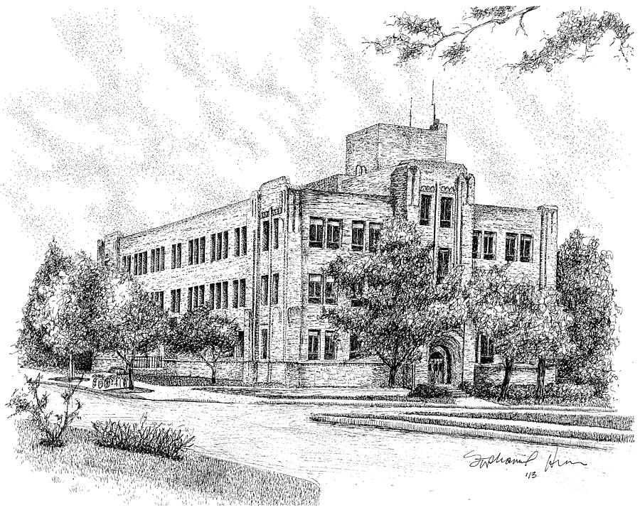 Indianapolis Drawing - Old Pharmacy Building, Butler University, Indianapolis, Indiana by Stephanie Huber
