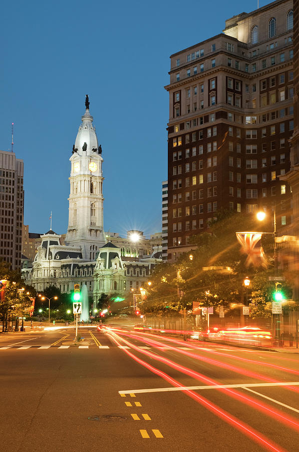 Old Philadelphia City Hall At Night Photograph by Travelif