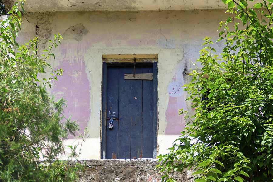 Old Pink Building with Blue Door Photograph by Amy Sorvillo
