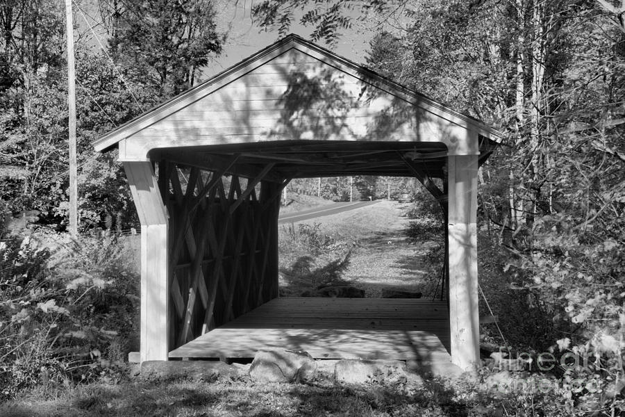 Old Prentiss Covered Bridge Black And White Photograph by Adam Jewell