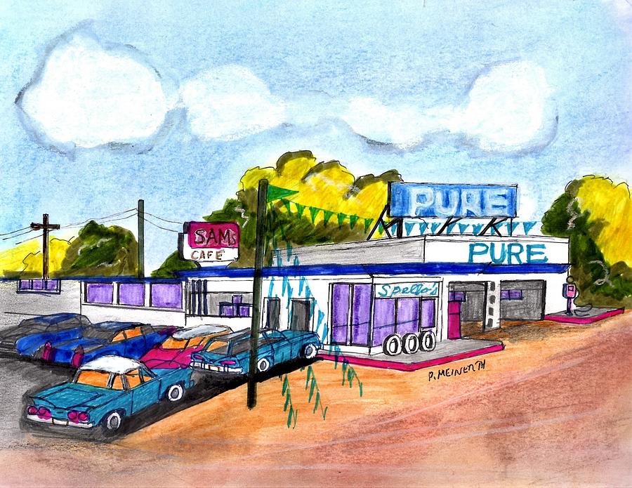 Old Pure Oil Station Drawing