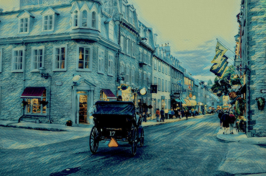 Old Quebec At Night - Digital Painting Photograph by Maria Angelica Maira