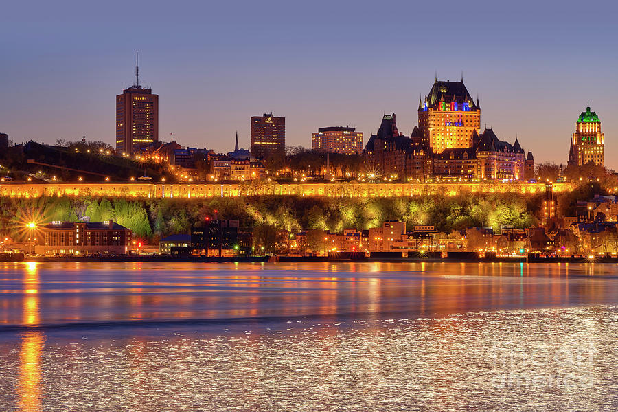 Old Quebec City by Night Photograph by Laurent Lucuix