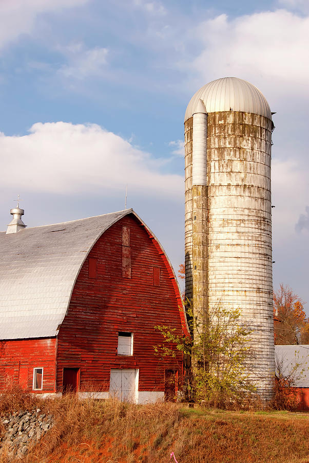 Old Red Barn And White Silo Photograph by M Timothy Okeefe