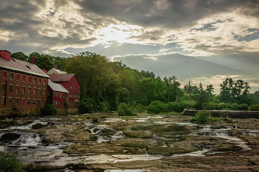 Nature Photograph - Old Red Building on the River by Mike Whalen