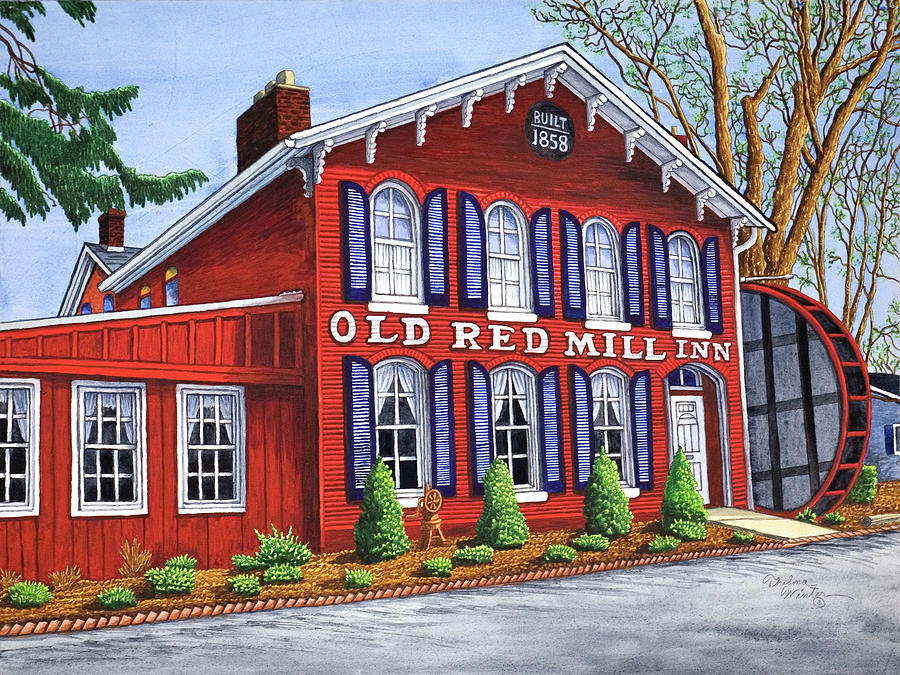 Buildings Painting - Old Red Mill Inn by Thelma Winter
