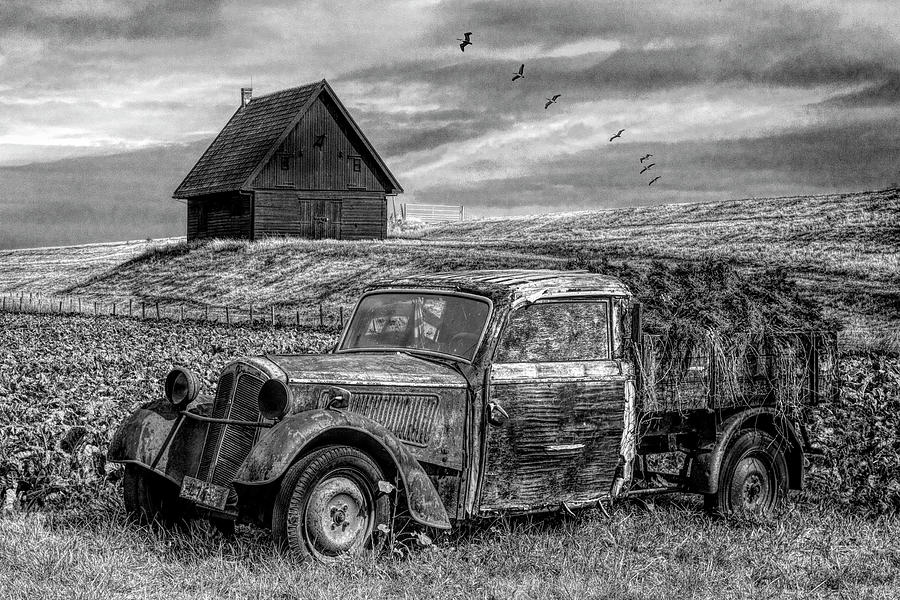 Old Retired Rusty in Black and White Photograph by Debra and Dave Vanderlaan