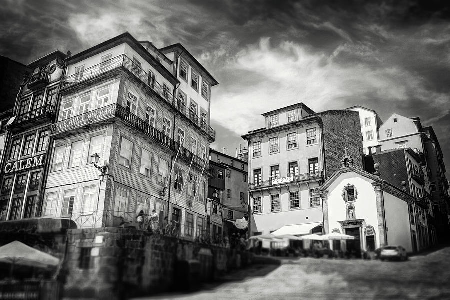 Old Ribeira Porto Portugal Black and White Photograph by Carol Japp