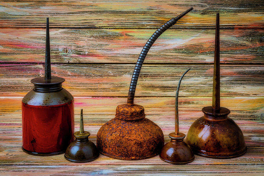 Old Rusty Oil Cans Photograph by Garry Gay