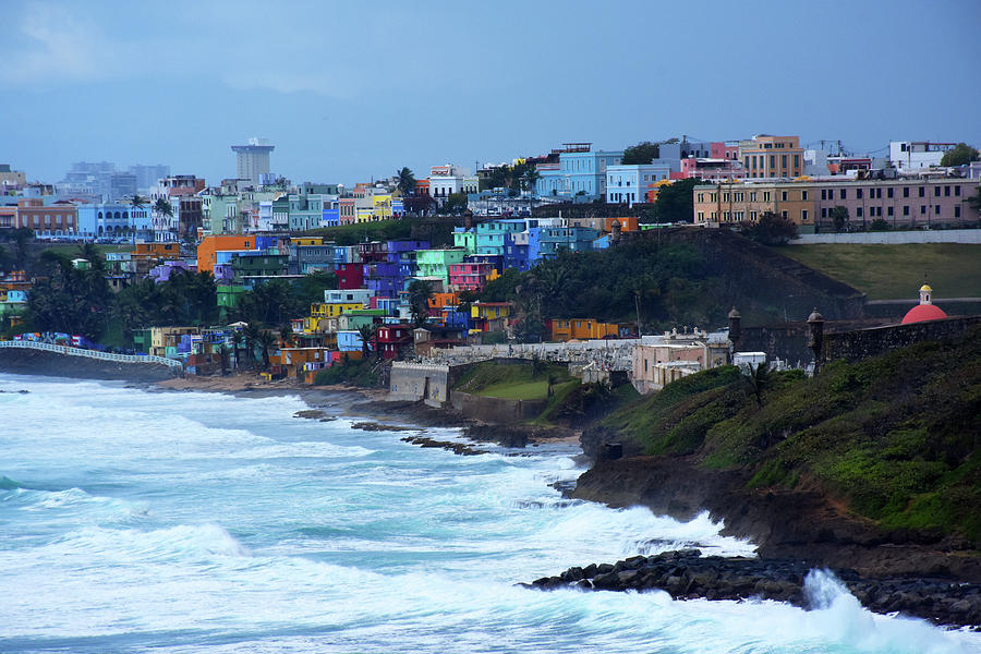 Old San Juan by the crushing waves Photograph by Angelito De Jesus
