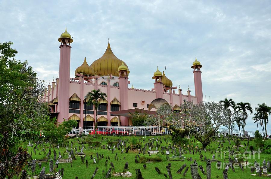 Old Sarawak State Mosque aka Masjid Lama Pink Mosque with graveyard Kuching East Malaysia Photograph by Imran Ahmed