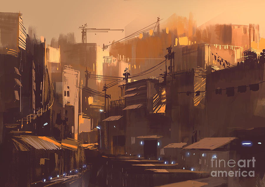 Fi Digital Art - Old Sci-fi Buildingdigital Painting by Tithi Luadthong Fi Digital Art - Old Sci-fi Buildingdigital Painting by Tithi Luadthong