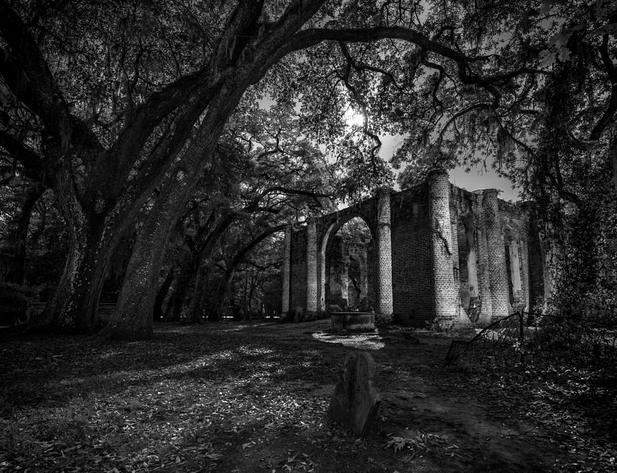 Old Sheldon Church Moonlit Night Photograph by Matt Hammerstein