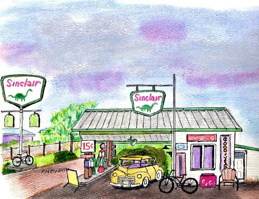 Old Sinclair Gas Station Route 66 Drawing