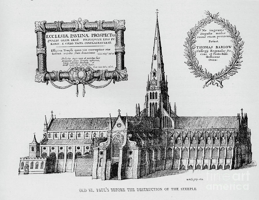 Old St Pauls Cathedral Drawing by Print Collector