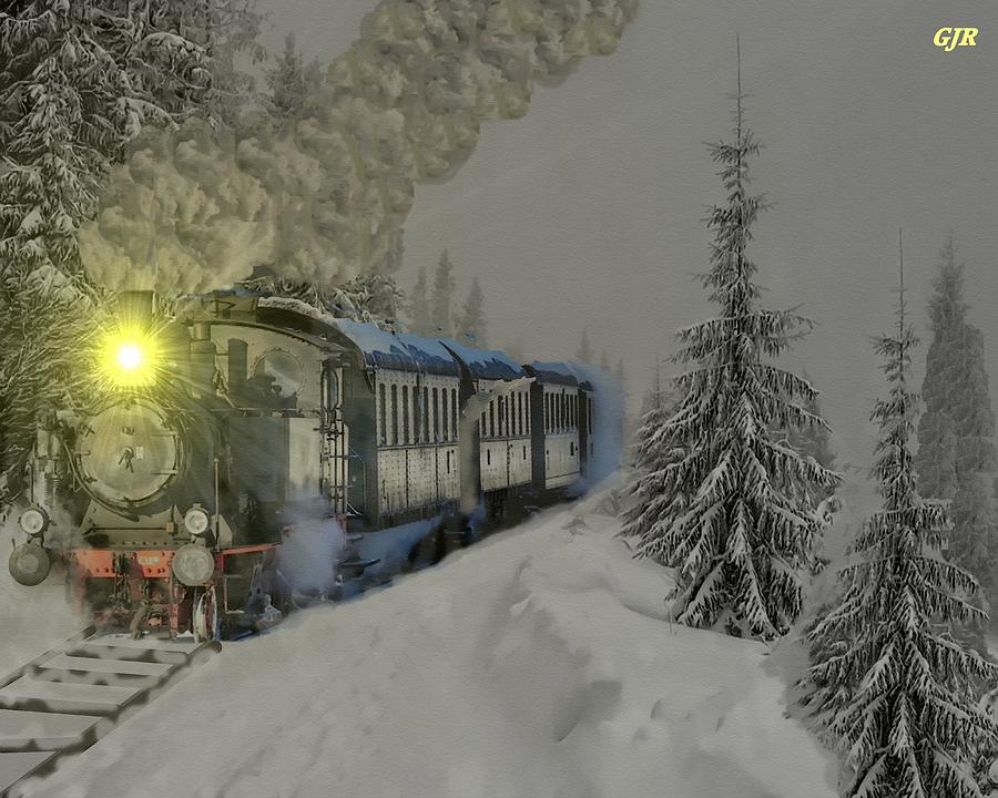 Old Steam Train In Winter Snow - Siberia L A S Digital Art by Gert J Rheeders