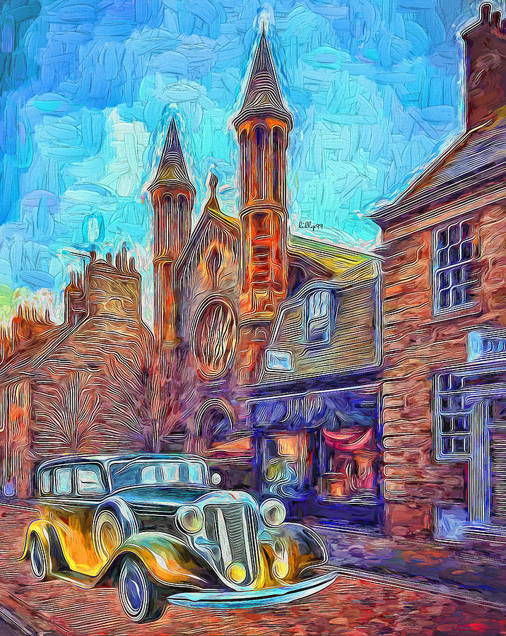 Old street in Aberdeen Scotland Painting by Nenad Vasic