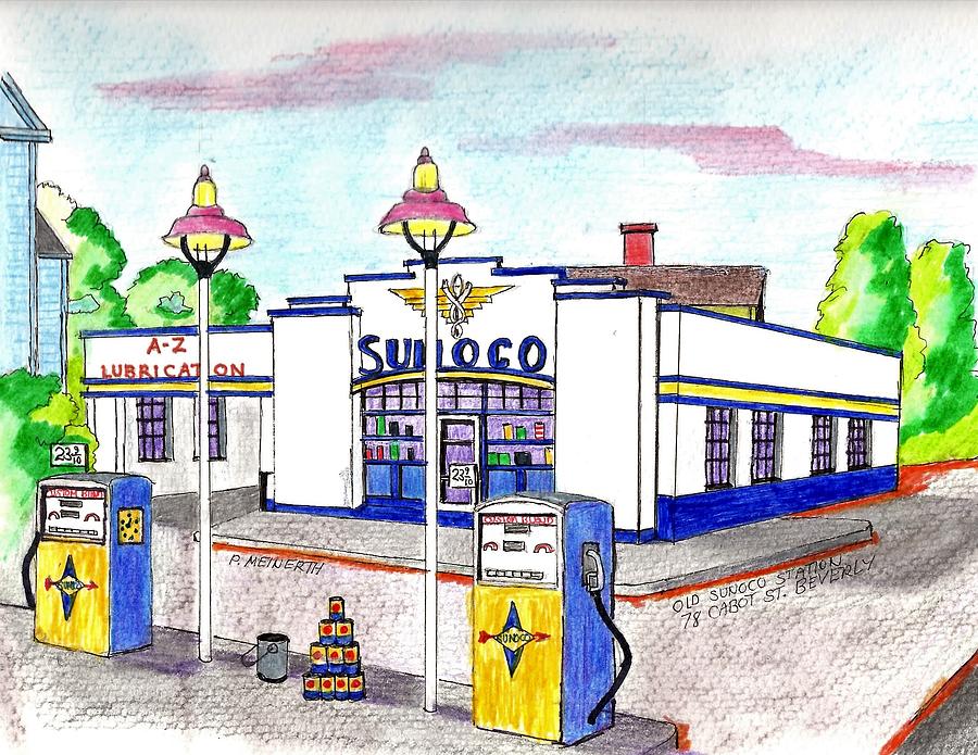Old Sunoco Gas Station Drawing by Paul Meinerth
