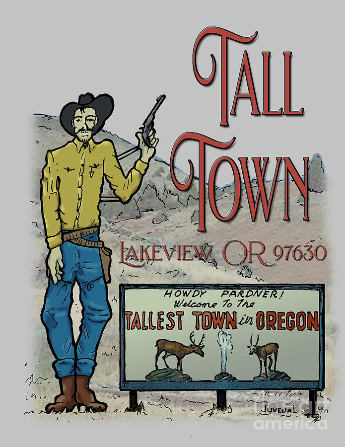 Old Tall Town Cowboy Drawing
