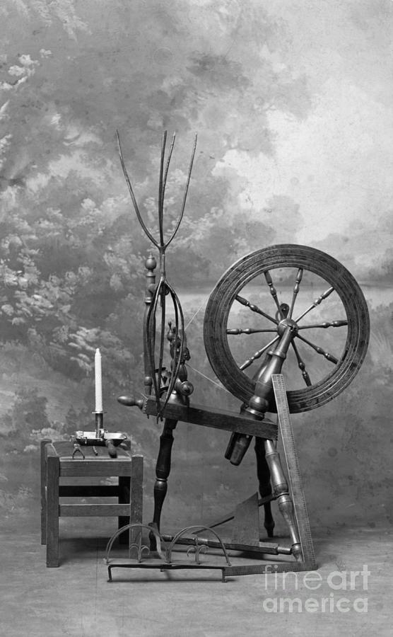 Still Life Photograph - Old Time Spinning Wheel by Bettmann