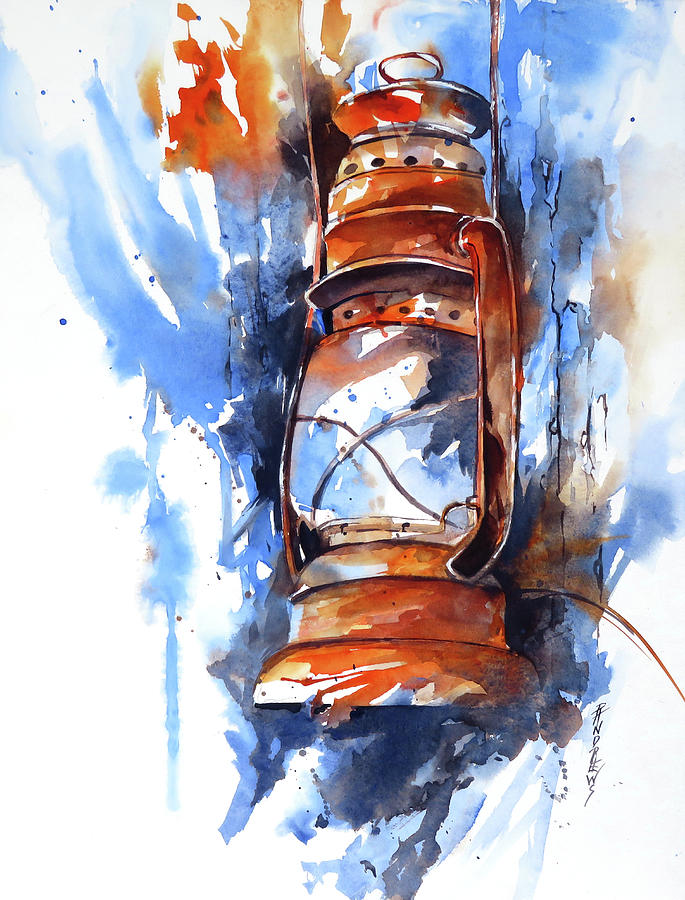 Lamp Painting - Old Timer by Rae Andrews