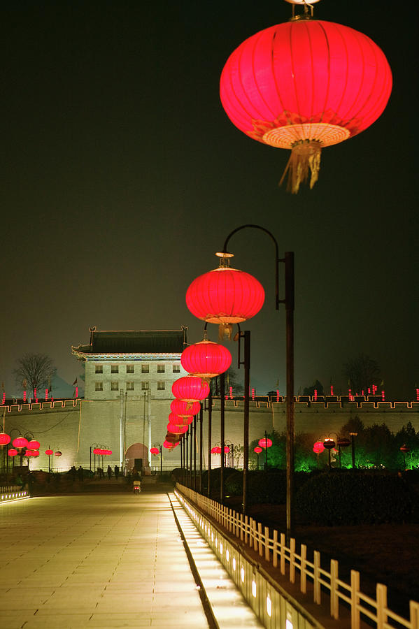 Lantern Still Life Digital Art - Old Town Gate In Xian by Oanh