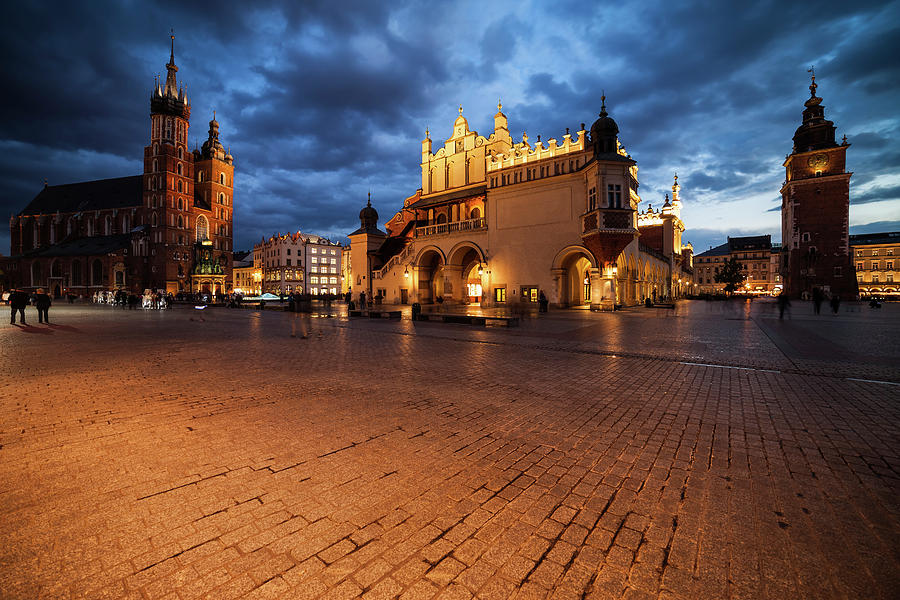 Old Town Main Square in Krakow by Night Photograph by Artur Bogacki