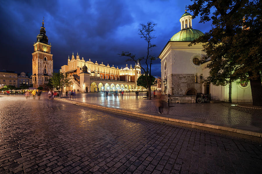 Old Town Square in City of Krakow by Night Photograph by Artur Bogacki