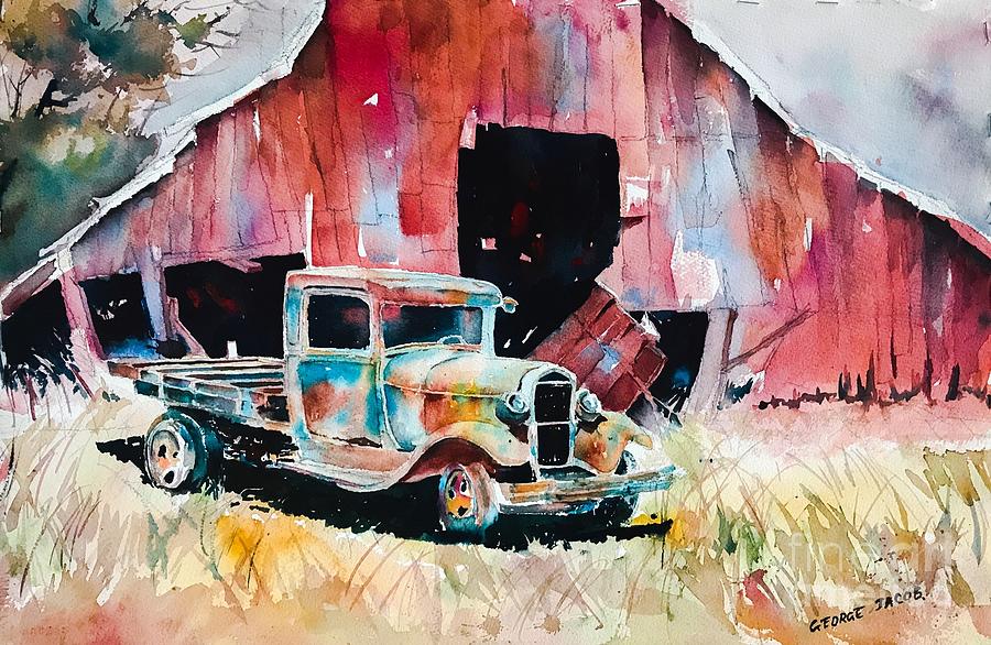Old truck Painting by George Jacob
