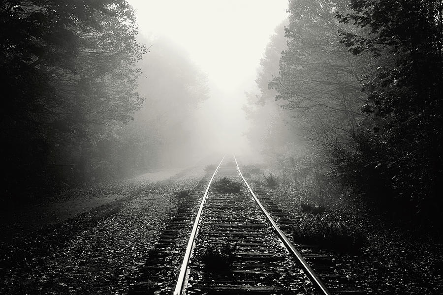 Old Unused Railroad Tracks Disappear Into The Fog Photograph by Cavan ...