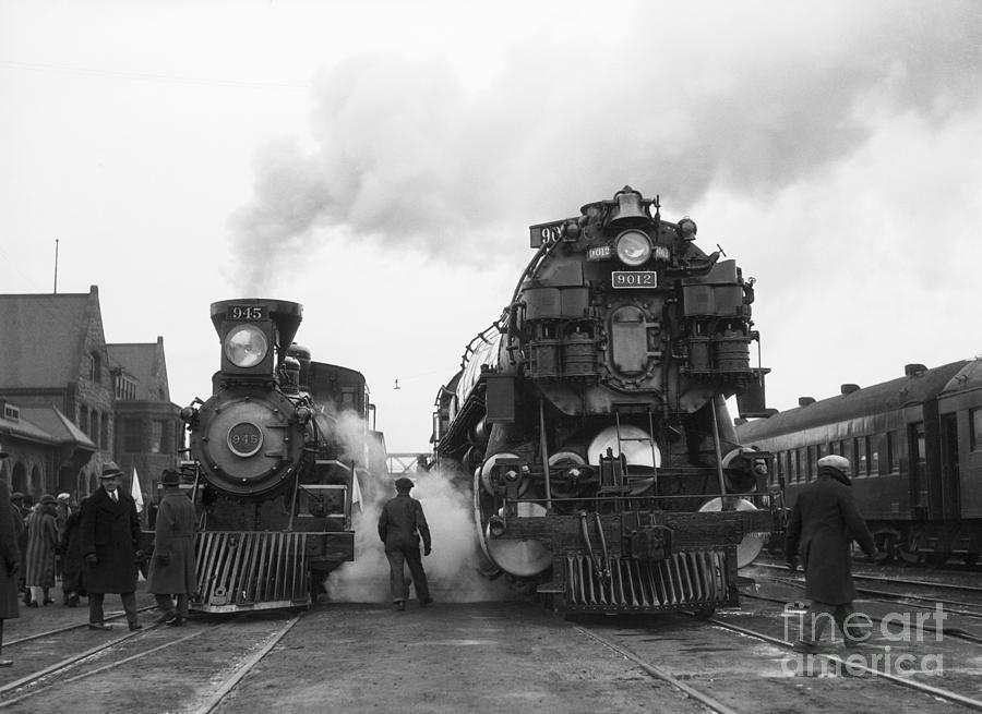 Old Versus New Locomotives Photograph by Bettmann
