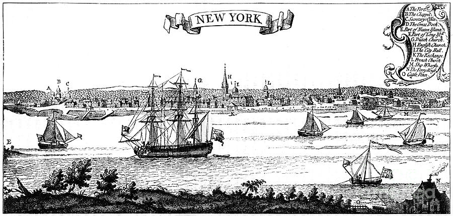 Old View Of New York, 1730 C1880 Drawing by Print Collector