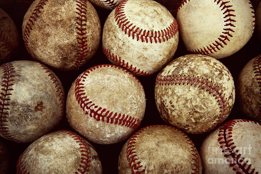 Abstract Photograph - Old Vintage Baseball Background. Shallow focus by Suzanne Tucker
