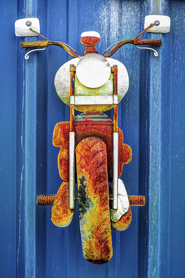 Vintage Sign Photograph - Old Vintage Motorcycle Rusty Biker Art by Gregory Ballos