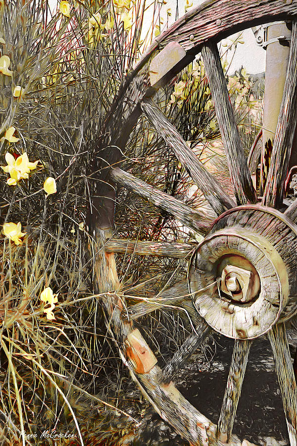 Old Wagon Wheel Digital Art by Pennie McCracken
