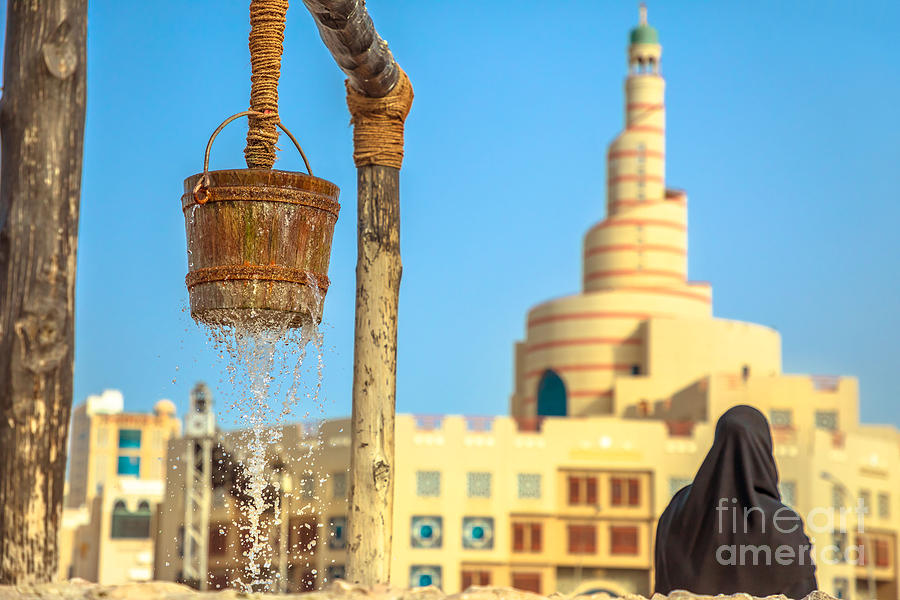Old well and Doha Mosque Photograph by Benny Marty