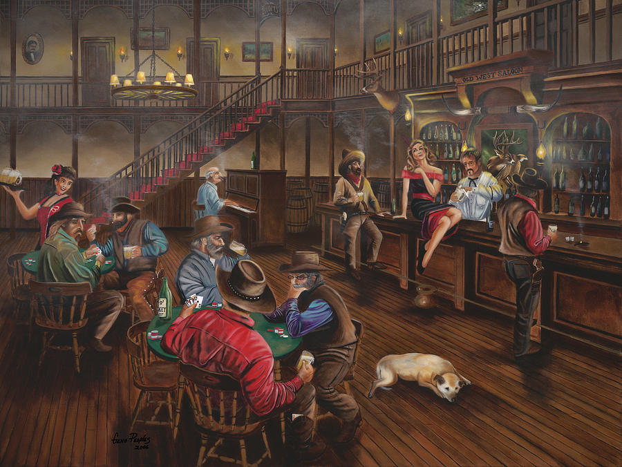 Wild Wild West Painting - Old West Saloon by Geno Peoples