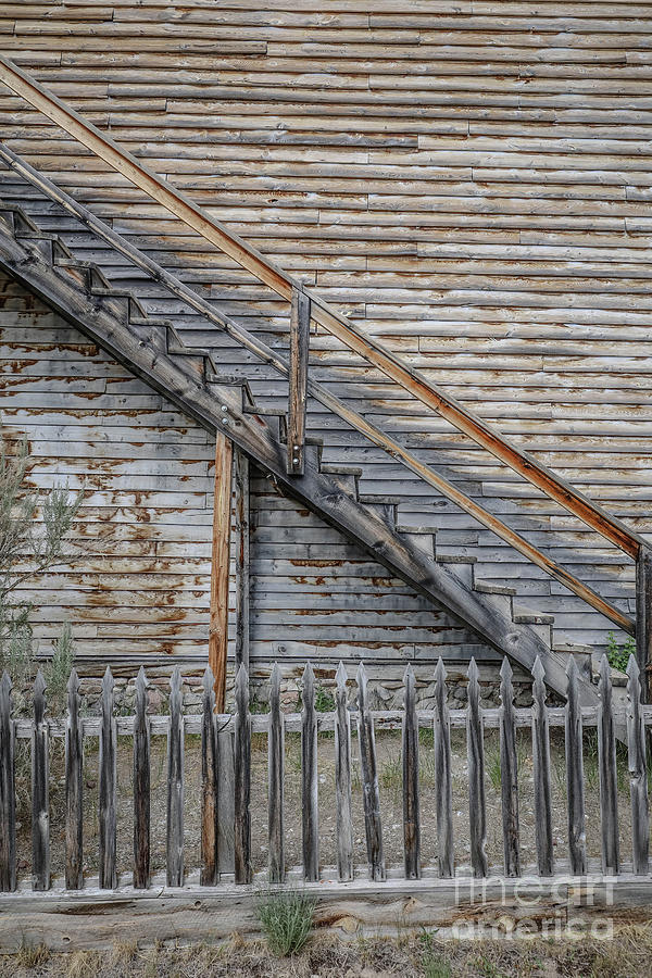 Old Western Ghost Town Building Fence and Staircase Photograph by Edward Fielding