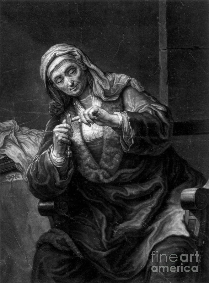 Old Woman Cutting Her Nails, 18th Or Drawing by Print Collector