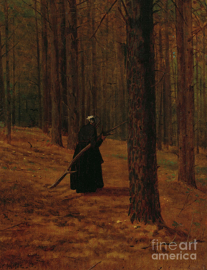 Old Woman Gathering Brush, 1865 Painting by Winslow Homer