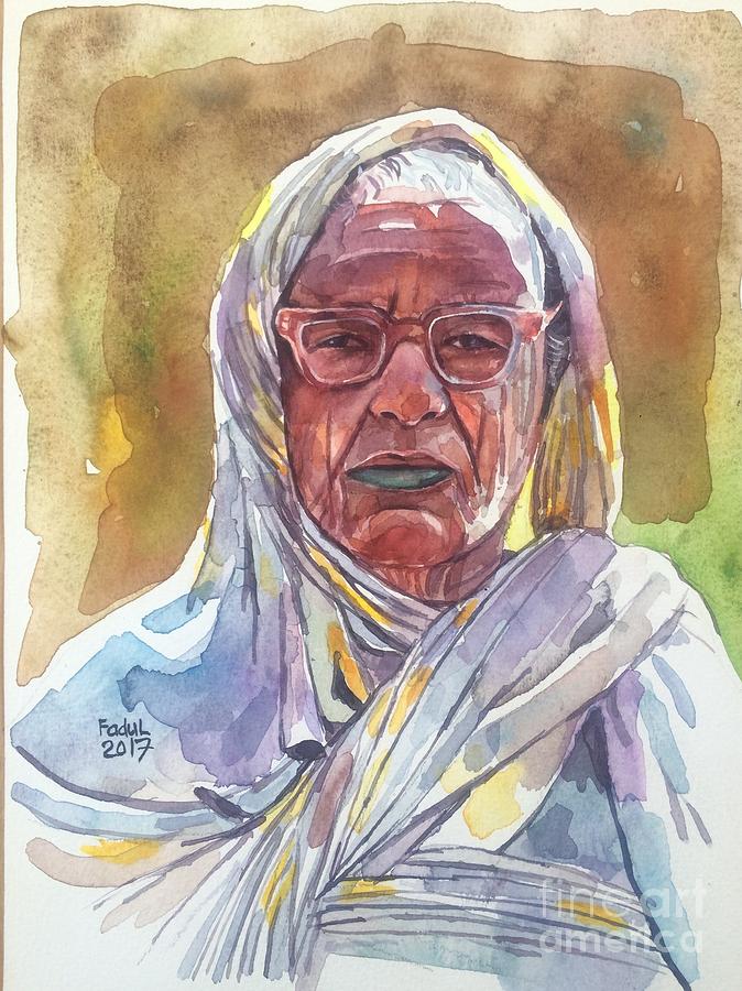 Old Woman Painting By Mohamed Fadul Fine Art America