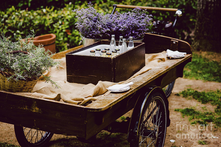 Old wooden cart to transport goods used for decoration at a wedding. Photograph by Joaquin Corbalan