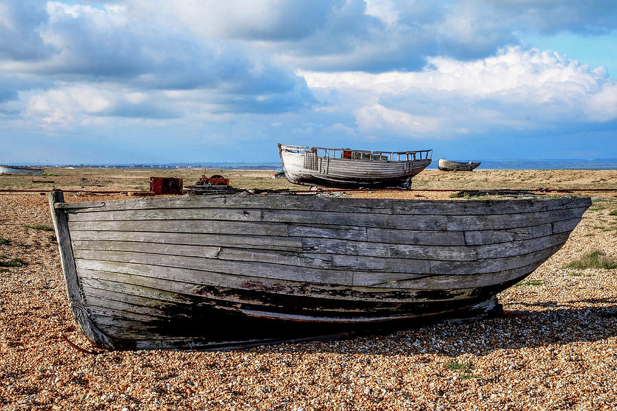 Old Wooden Fishing Boats On A Pebble Beach Photograph by Gill Copeland -  Pixels