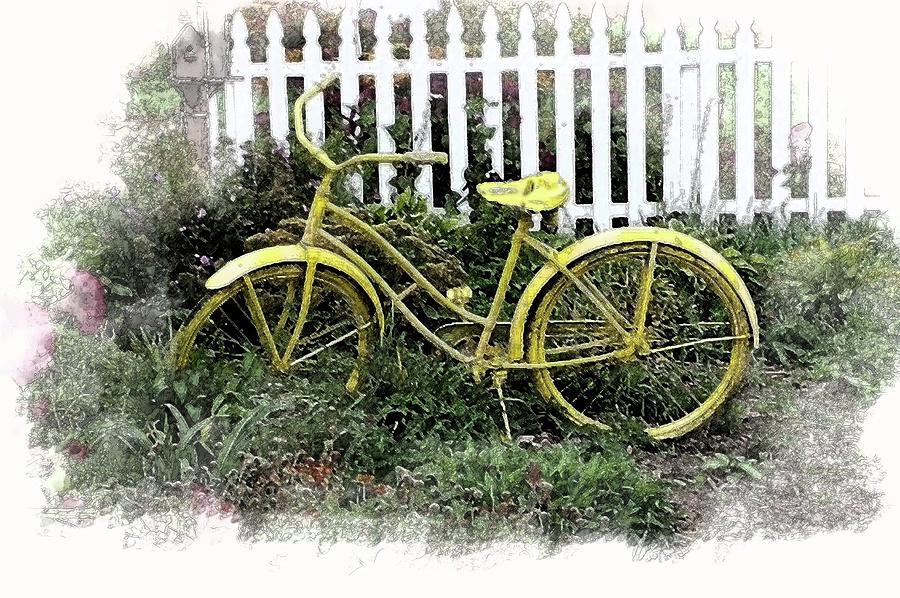 yellow old fashioned bike