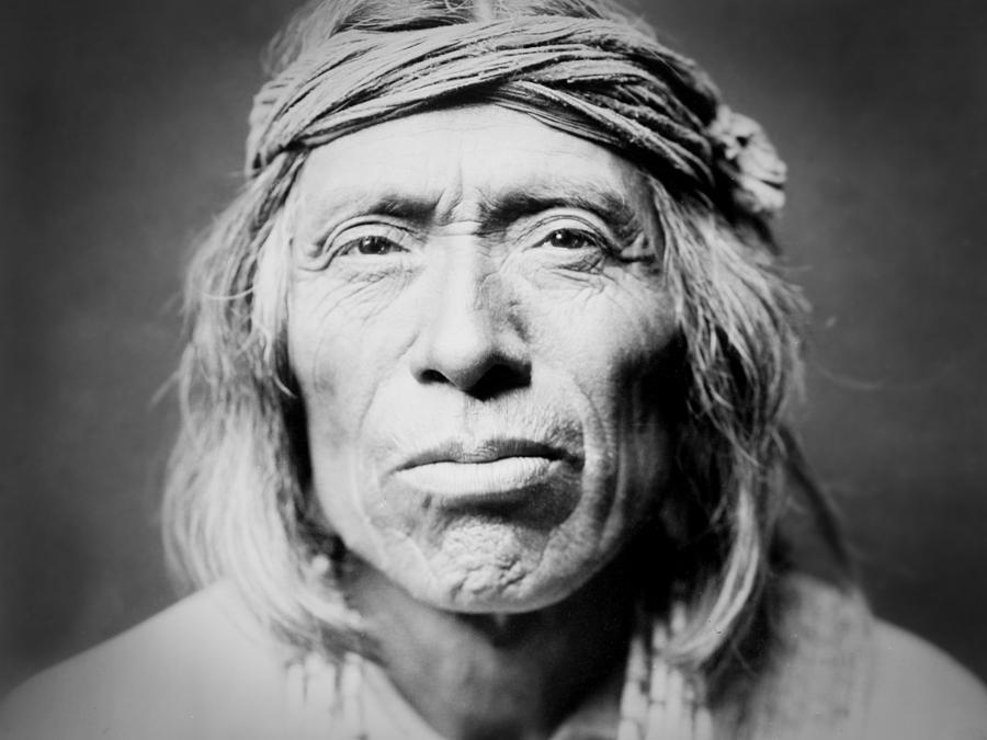 Edward Sheriff Curtis Photograph - Old Zuni Man circa 1903 by Aged Pixel